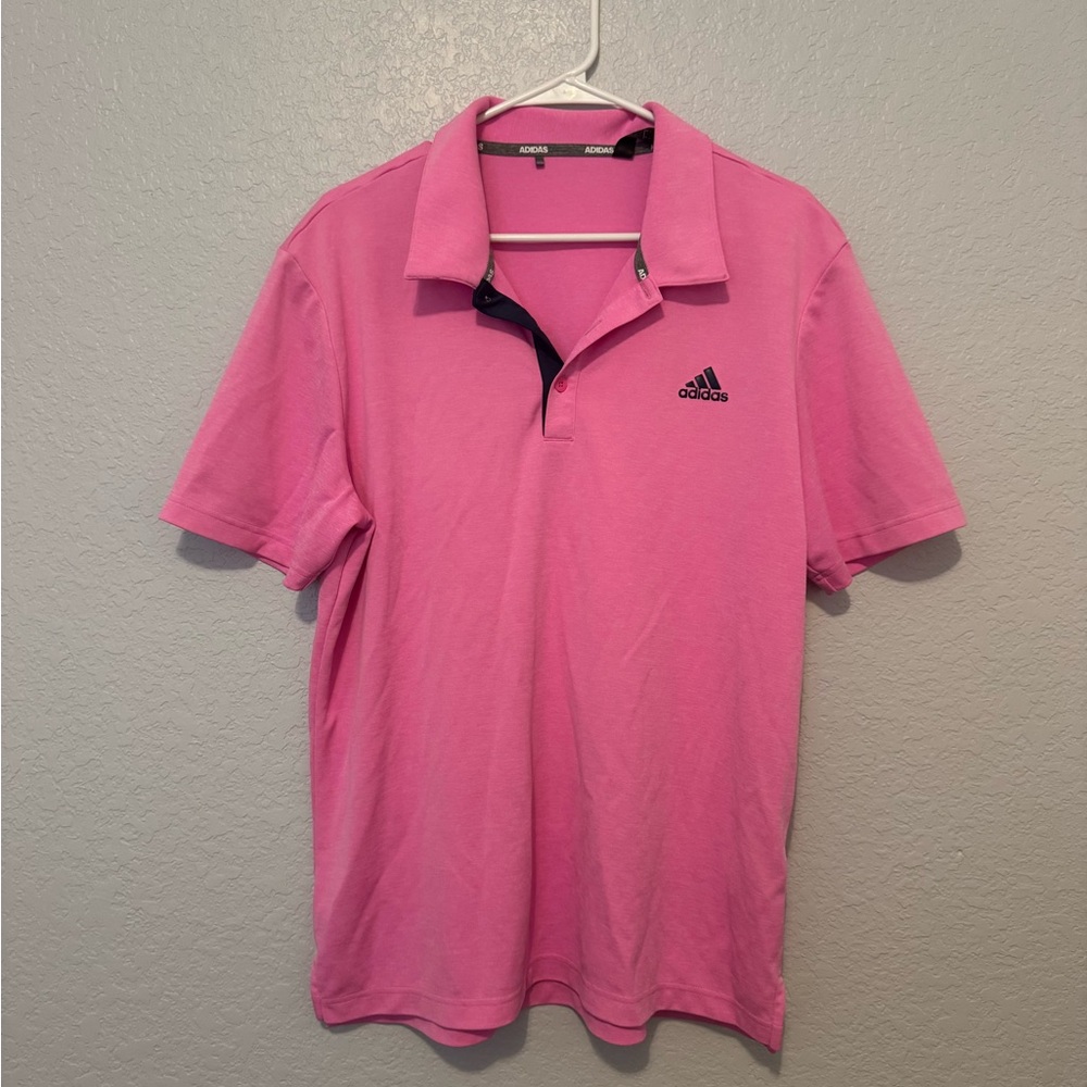 Adidas golf polo with navy chest logo